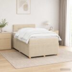 vidaXL Posteľ boxspring s matracom Krémová 120 x 190 cm Látka
