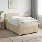 vidaXL Posteľ boxspring s matracom Krémová 120 x 200 cm Látka