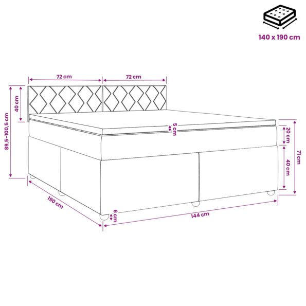vidaXL Posteľ boxspring s matracom Svetlosivá 140 x 190 cm Látka – Obrázok 11