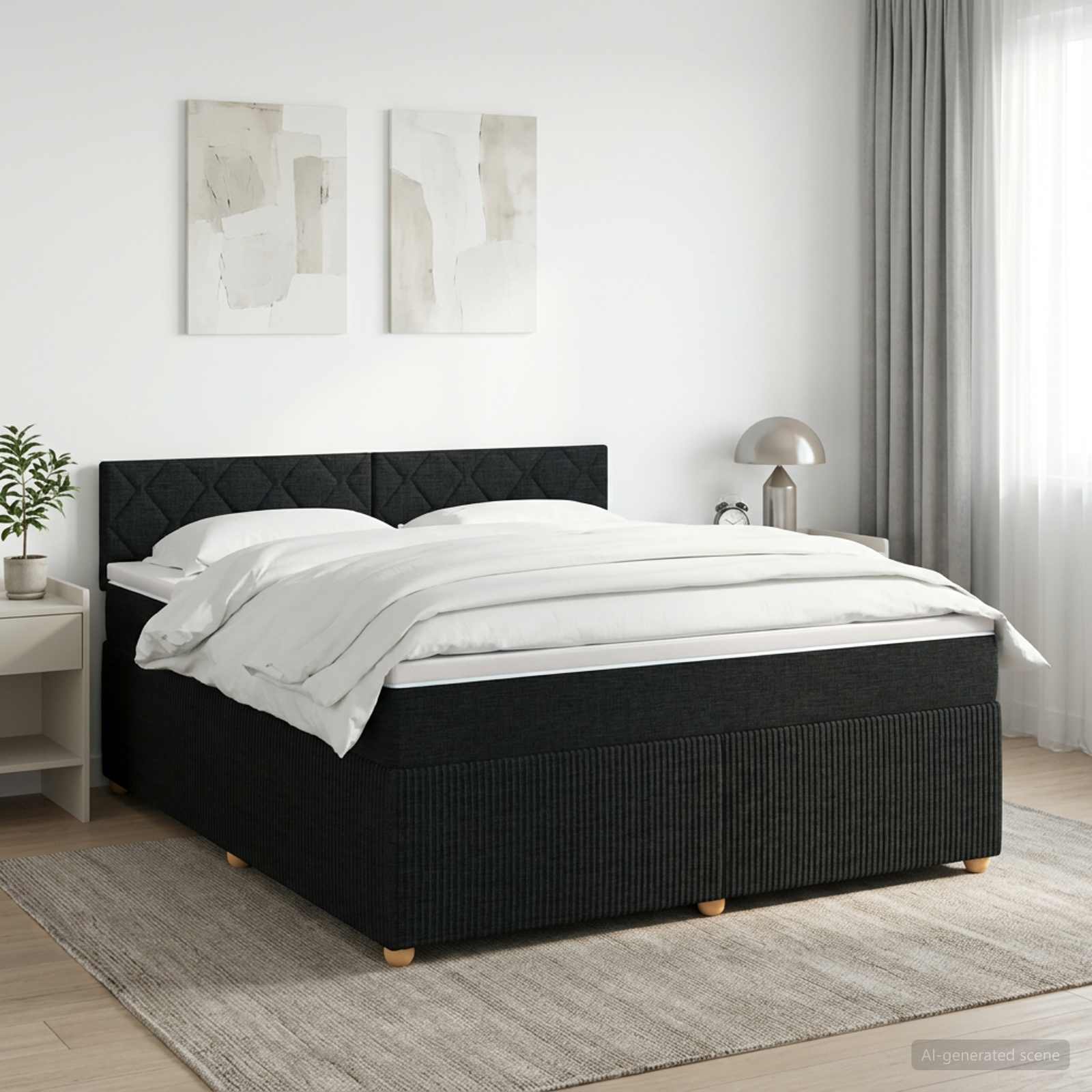 3451470_1.jpg vidaXL Posteľ boxspring s matracom Čierna 140 x 190 cm Látka – Obrázok 1