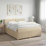 vidaXL Posteľ boxspring s matracom Krémová 160 x 200 cm Látka