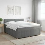 vidaXL Posteľ boxspring s matracom Tmavosivá 180 x 200 cm Látka