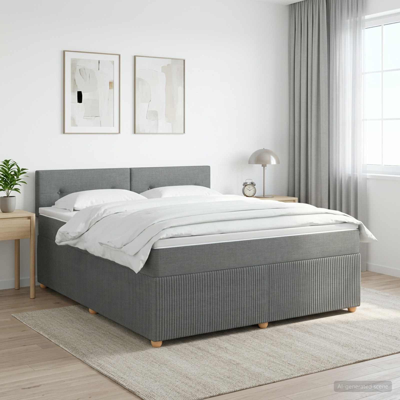 3451525_1.jpg vidaXL Posteľ boxspring s matracom Tmavosivá 180 x 200 cm Látka – Obrázok 1