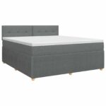 vidaXL Posteľ boxspring s matracom Tmavosivá 180 x 200 cm Látka – Obrázok 2