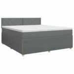 vidaXL Posteľ boxspring s matracom Tmavosivá 180 x 200 cm Látka – Obrázok 2