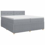 vidaXL Posteľ boxspring s matracom Svetlosivá 200 x 200 cm Látka – Obrázok 2