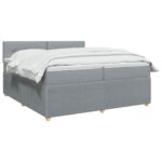 vidaXL Posteľ boxspring s matracom Svetlosivá 200 x 200 cm Látka – Obrázok 3
