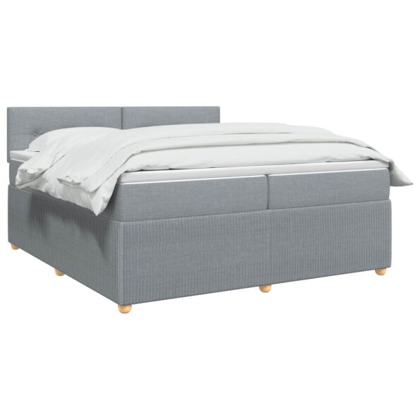 vidaXL Posteľ boxspring s matracom Svetlosivá 200 x 200 cm Látka – Obrázok 3