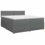 vidaXL Posteľ boxspring s matracom Tmavosivá 200 x 200 cm Látka – Obrázok 2
