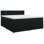 vidaXL Posteľ boxspring s matracom Čierna 200 x 200 cm Látka – Obrázok 2