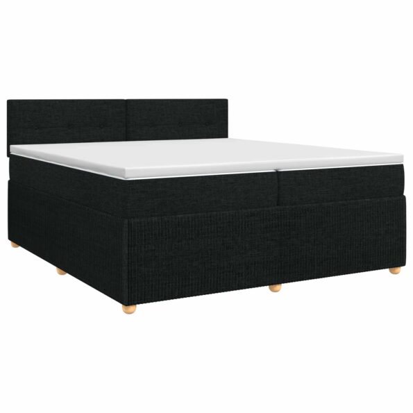 vidaXL Posteľ boxspring s matracom Čierna 200 x 200 cm Látka – Obrázok 2