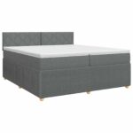 vidaXL Posteľ boxspring s matracom Tmavosivá 200 x 200 cm Látka – Obrázok 2