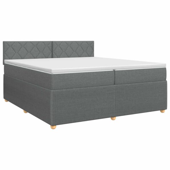 vidaXL Posteľ boxspring s matracom Tmavosivá 200 x 200 cm Látka – Obrázok 2