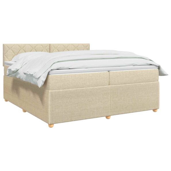 vidaXL Posteľ boxspring s matracom Krémová 200 x 200 cm Látka – Obrázok 3