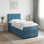 vidaXL Posteľ boxspring s matracom Tmavomodrá 80 x 200 cm Zamat