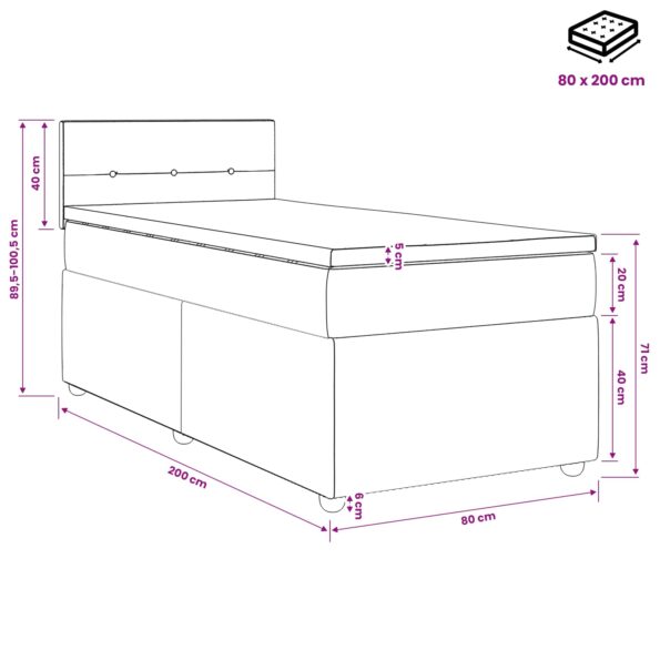 vidaXL Posteľ boxspring s matracom Tmavomodrá 80 x 200 cm Zamat – Obrázok 11