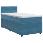 vidaXL Posteľ boxspring s matracom Tmavomodrá 80 x 200 cm Zamat – Obrázok 2