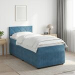 vidaXL Posteľ boxspring s matracom Tmavomodrá 80 x 200 cm Zamat