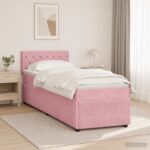 vidaXL Posteľ boxspring s matracom Ružová 90 x 190 cm Zamat