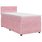 vidaXL Posteľ boxspring s matracom Ružová 90 x 190 cm Zamat – Obrázok 2
