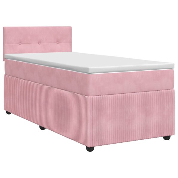 vidaXL Posteľ boxspring s matracom Ružová 90 x 190 cm Zamat – Obrázok 2