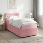 vidaXL Posteľ boxspring s matracom Ružová 90 x 200 cm Zamat – Obrázok 4