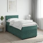 vidaXL Posteľ boxspring s matracom Tmavozelená 90 x 200 cm Zamat – Obrázok 11