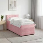 vidaXL Posteľ boxspring s matracom Ružová 90 x 200 cm Zamat