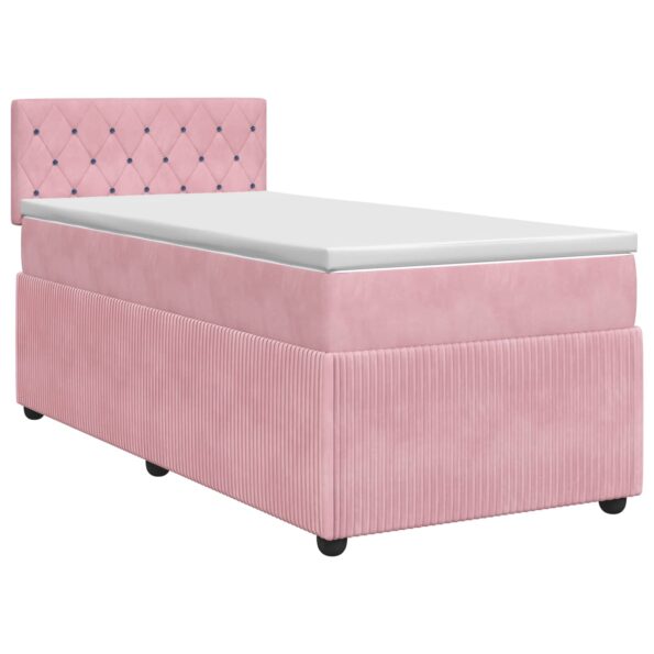 vidaXL Posteľ boxspring s matracom Ružová 100 x 200 cm Zamat – Obrázok 2