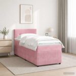 vidaXL Posteľ boxspring s matracom Ružová 100 x 200 cm Zamat