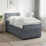 vidaXL Posteľ boxspring s matracom Tmavosivá 100 x 200 cm Zamat