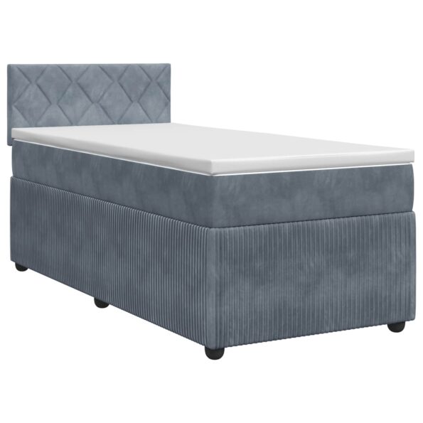 vidaXL Posteľ boxspring s matracom Tmavosivá 100 x 200 cm Zamat – Obrázok 2