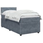 vidaXL Posteľ boxspring s matracom Tmavosivá 100 x 200 cm Zamat – Obrázok 3