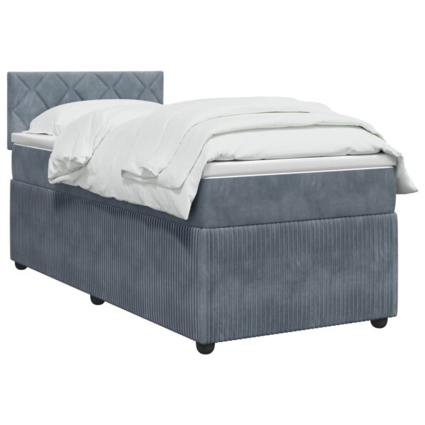 vidaXL Posteľ boxspring s matracom Tmavosivá 100 x 200 cm Zamat – Obrázok 3
