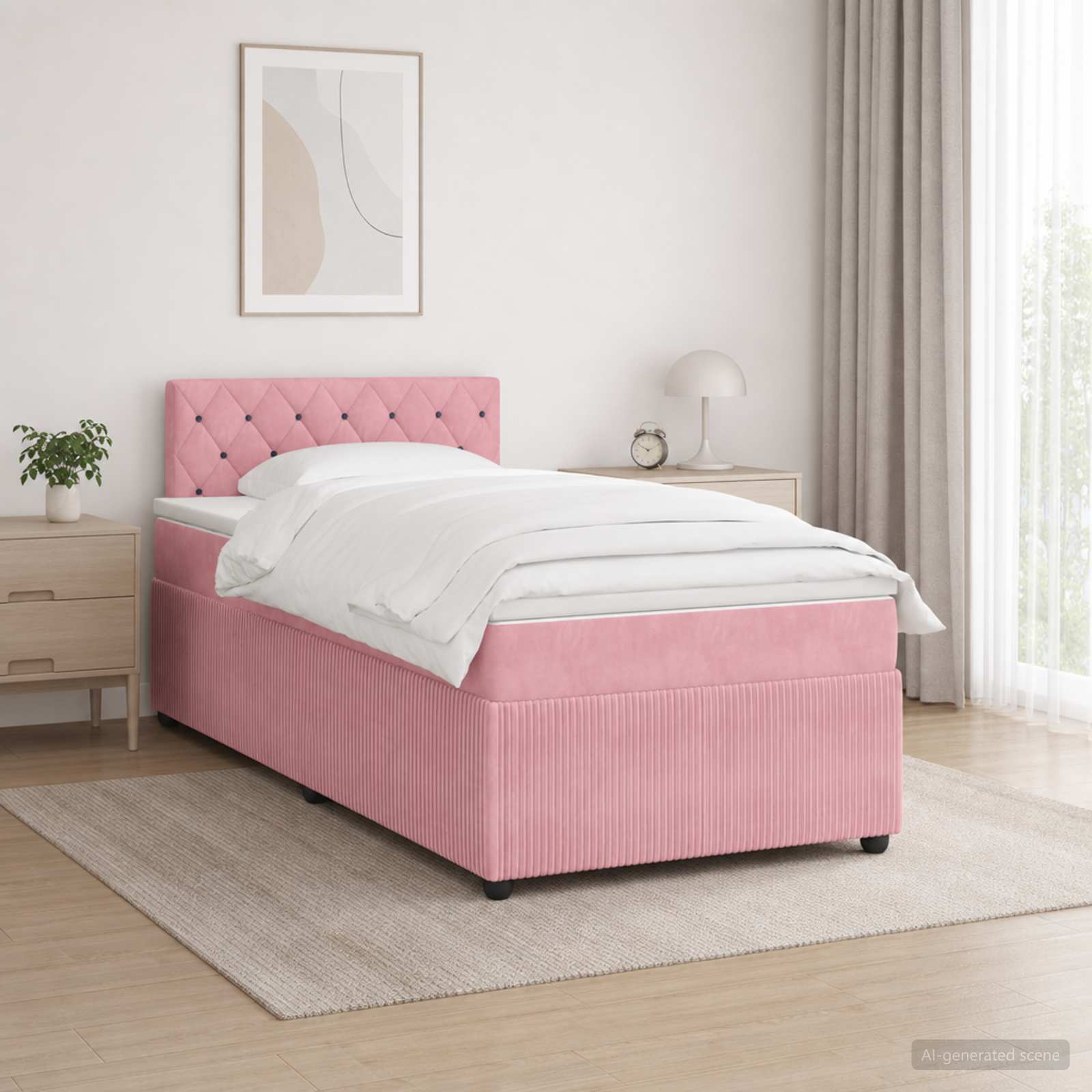 3451636_1.jpg vidaXL Posteľ boxspring s matracom Ružová 120 x 190 cm Zamat – Obrázok 1