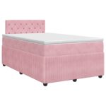 vidaXL Posteľ boxspring s matracom Ružová 120 x 190 cm Zamat – Obrázok 2