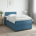 vidaXL Posteľ boxspring s matracom Modrá 120 x 190 cm Zamat
