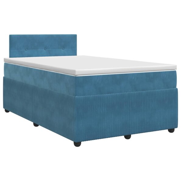 vidaXL Posteľ boxspring s matracom Modrá 120 x 190 cm Zamat – Obrázok 2
