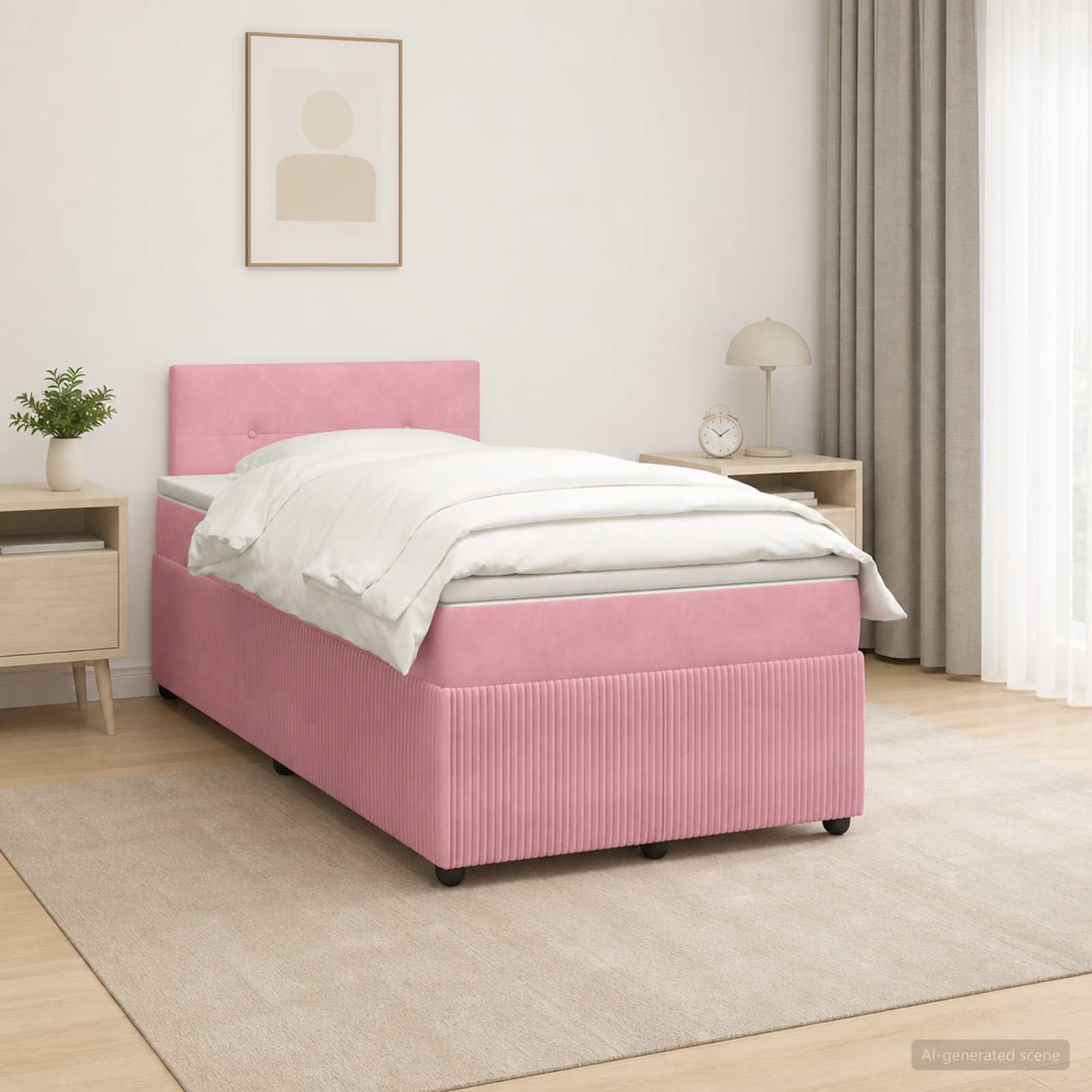 3451642_1.jpg vidaXL Posteľ boxspring s matracom Ružová 120 x 190 cm Zamat – Obrázok 1