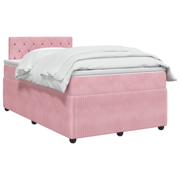 vidaXL Posteľ boxspring s matracom Ružová 120 x 200 cm Zamat – Obrázok 3