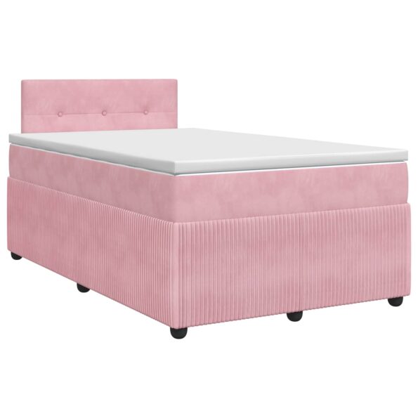 vidaXL Posteľ boxspring s matracom Ružová 120 x 200 cm Zamat – Obrázok 2
