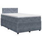 vidaXL Posteľ boxspring s matracom Tmavosivá 120 x 200 cm Zamat – Obrázok 2