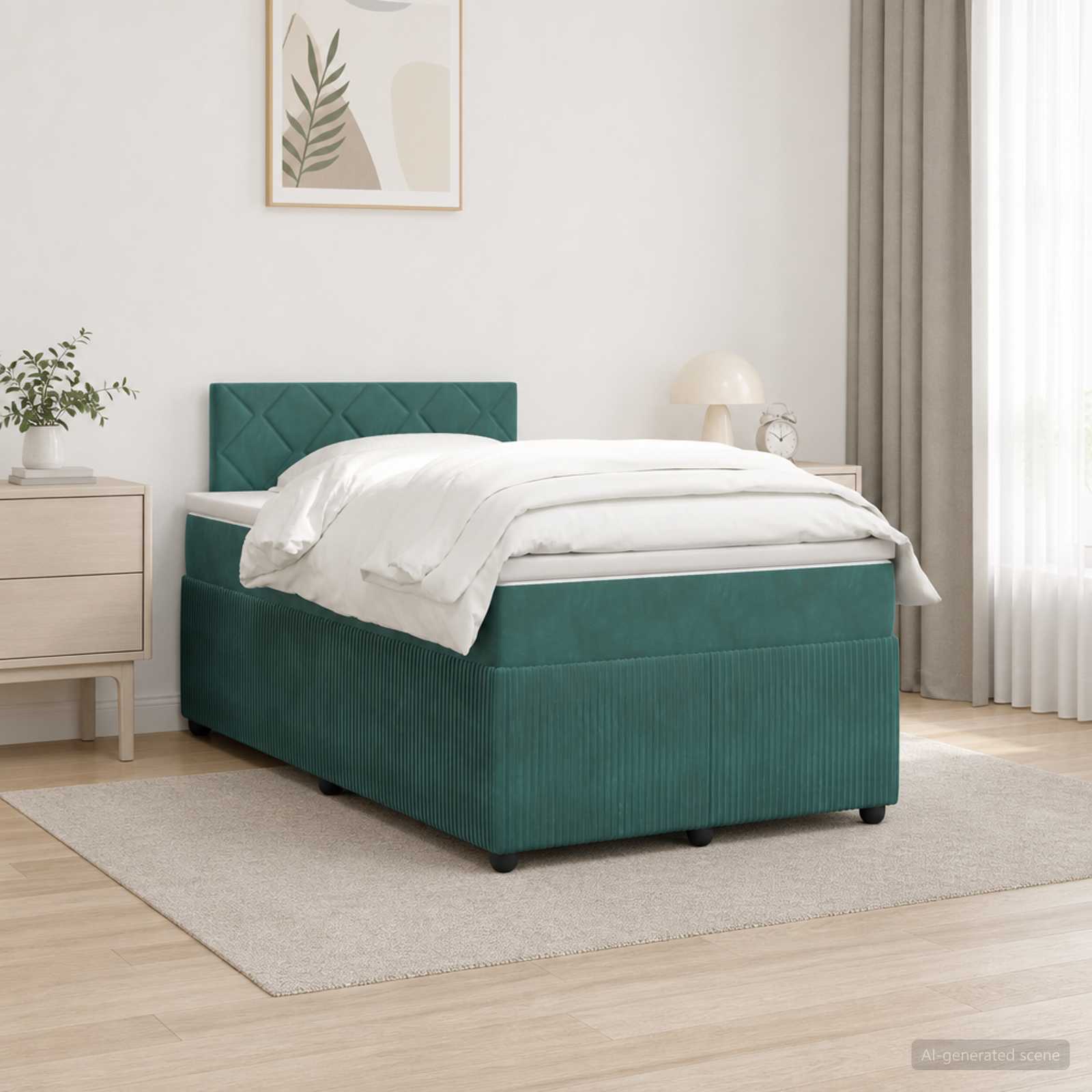 3451664_1.jpg vidaXL Posteľ boxspring s matracom Tmavozelená 120 x 200 cm Zamat – Obrázok 1