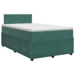 vidaXL Posteľ boxspring s matracom Tmavozelená 120 x 200 cm Zamat – Obrázok 2