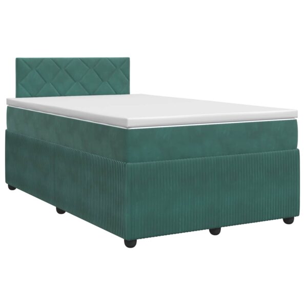 vidaXL Posteľ boxspring s matracom Tmavozelená 120 x 200 cm Zamat – Obrázok 2