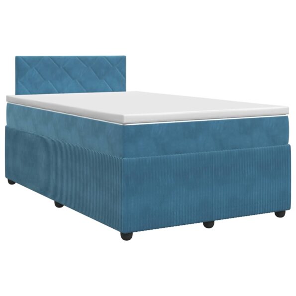 vidaXL Posteľ boxspring s matracom Tmavomodrá 120 x 200 cm Zamat – Obrázok 2