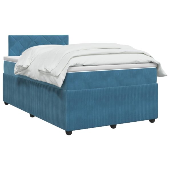 vidaXL Posteľ boxspring s matracom Tmavomodrá 120 x 200 cm Zamat – Obrázok 3