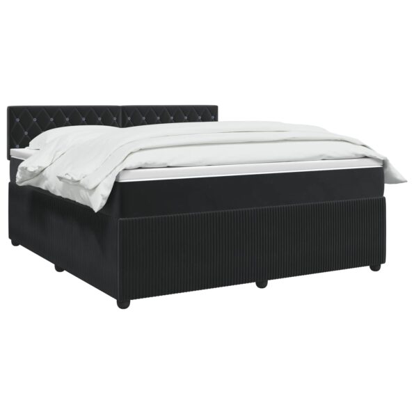 vidaXL Posteľ boxspring s matracom Čierna 140 x 190 cm Zamat – Obrázok 3