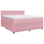 vidaXL Posteľ boxspring s matracom Ružová 140 x 190 cm Zamat – Obrázok 2