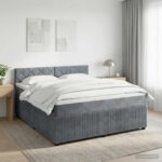 vidaXL Posteľ boxspring s matracom Tmavosivá 140 x 190 cm Zamat